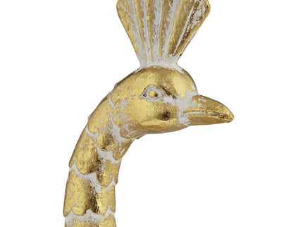 Paisley Wing Peacock 13 1/2" High Shiny Gold Statue