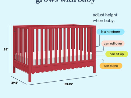 M27801TRD,DaVinci,Sammy Scallop 4-in-1 Convertible Crib in Strawberry Red