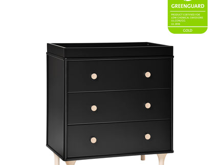 M9023BNX,Babyletto,Lolly 3-Drawer Changer Dresser w/Removable Changing Tray in Black/Washed Natural