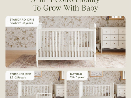 M7101RW,Namesake,Liberty 3-in-1 Convertible Spindle Crib w/Toddler Bed Conversion Kit in Warm White