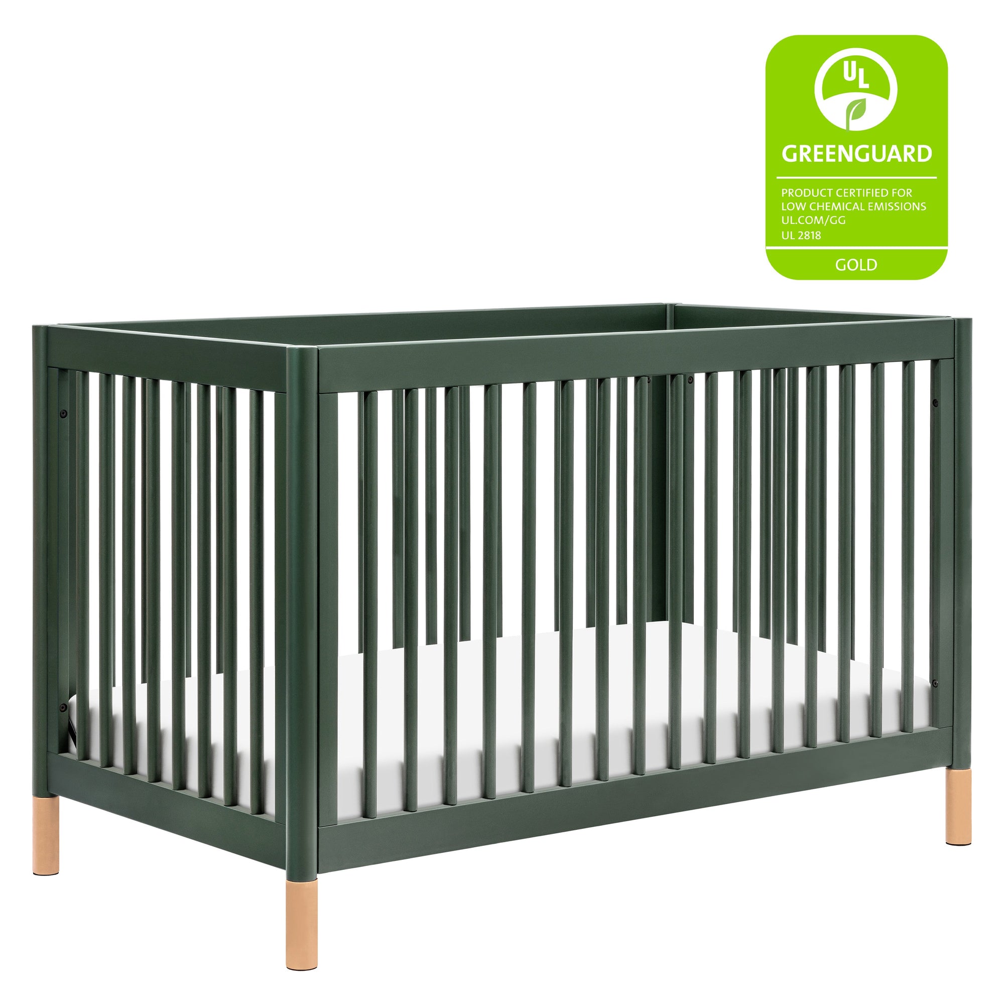 M12901FRGRBE,Babyletto,Gelato 4-in-1 Convertible Crib w/Toddler Bed Kit in Forest Green/Blonde Feet