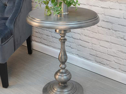 Pearson 18 1/2" Wide Antique Nickle Round Accent Table
