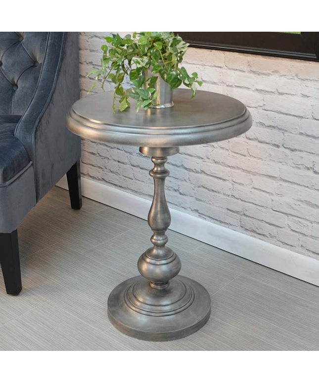 Pearson 18 1/2" Wide Antique Nickle Round Accent Table