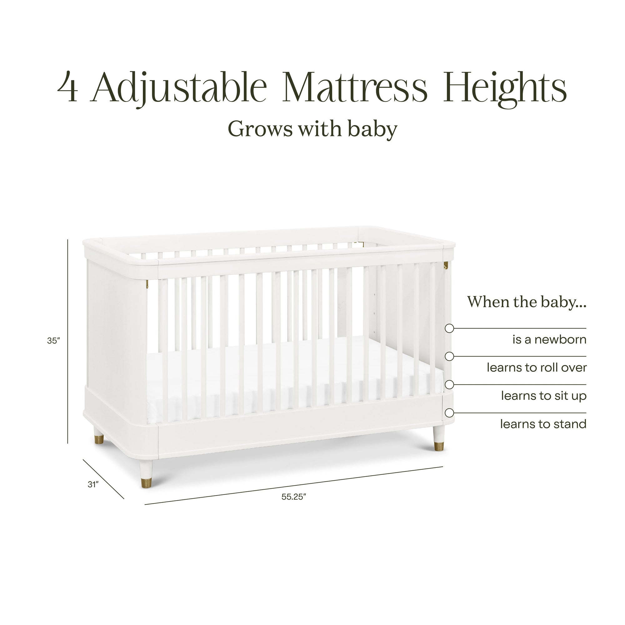 B14301RW,Namesake,Tanner 3-in-1 Convertible Crib in Warm White