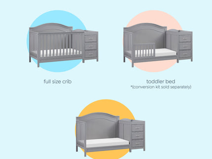 M12891G,DaVinci,Charlie 4-in-1 Convertible Crib & Changer in Grey