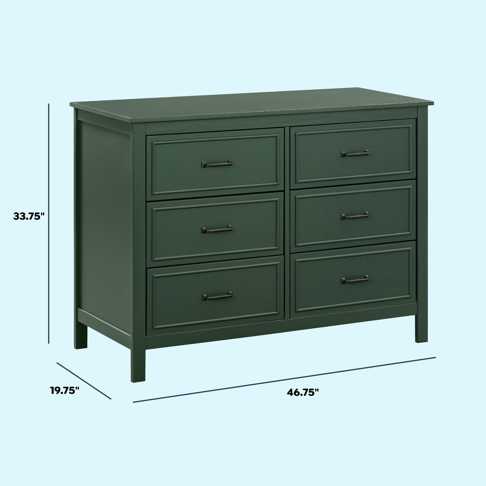 M12826FRGR,DaVinci,Charlie 6-Drawer Double Dresser in Forest Green