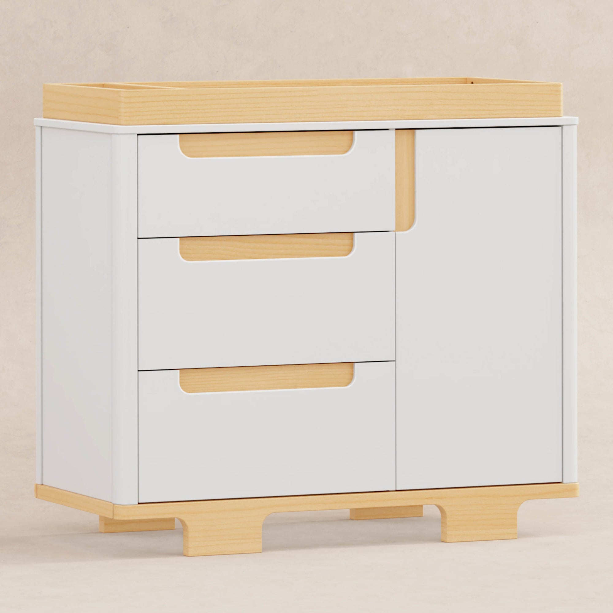 M23423WN,Babyletto,Yuzu 3-Drawer Changer Dresser in White/Natural