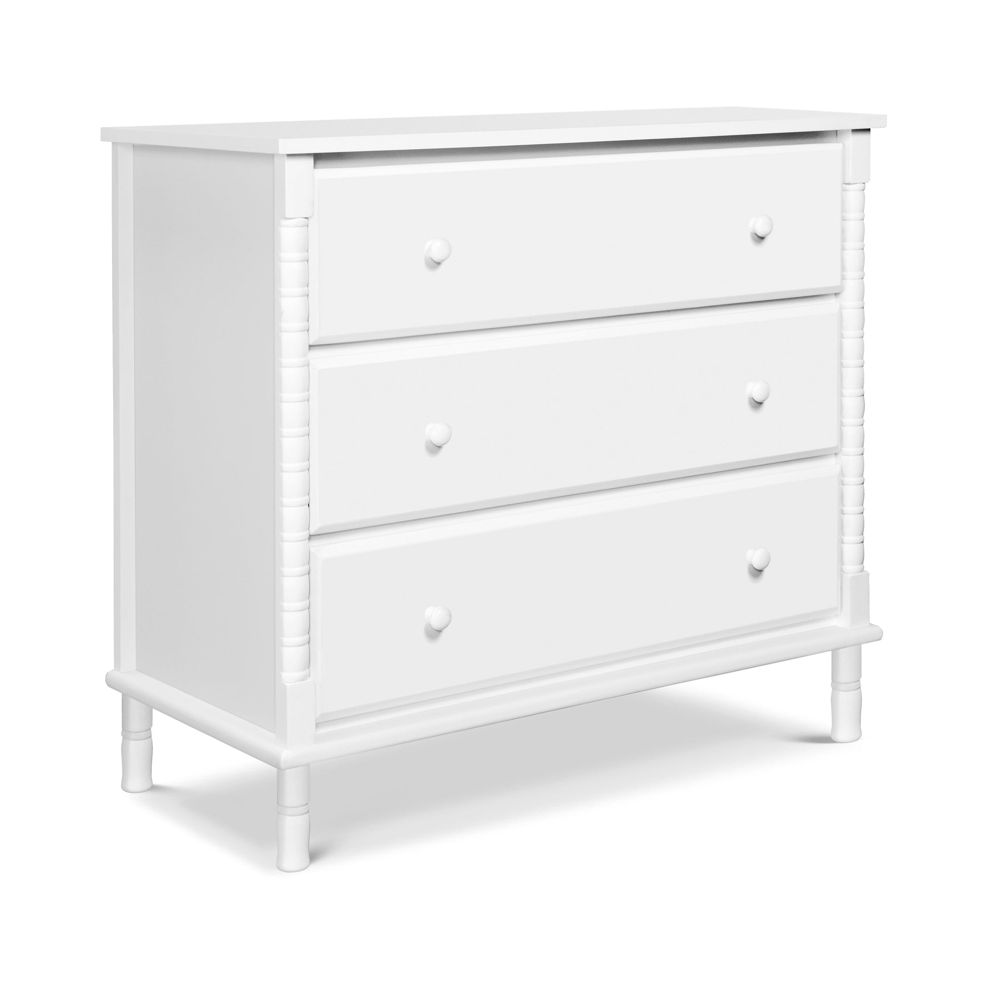 M7323W,DaVinci,Jenny Lind Spindle 3-Drawer Dresser in White