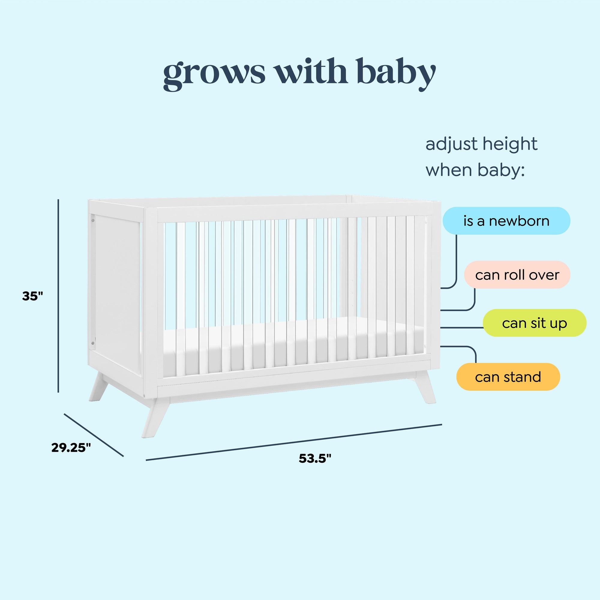 M22501WK,DaVinci,Otto 3-in-1 Convertible Crib in White/Acrylic