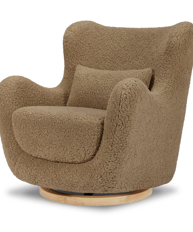 M24187CTSLB,Nursery Works,Solstice Swivel Glider in Cortado Shearling w/ Light Wood Base