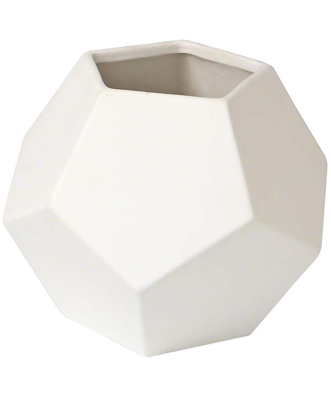 Plateau Matte White 7" Wide Faceted Ceramic Vase