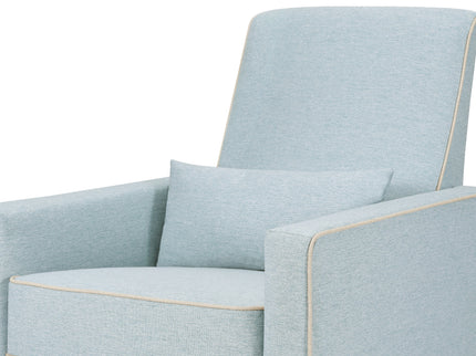 M10887HBLCM,DaVinci,Piper Recliner in Heathered Blue w/ Cream Piping