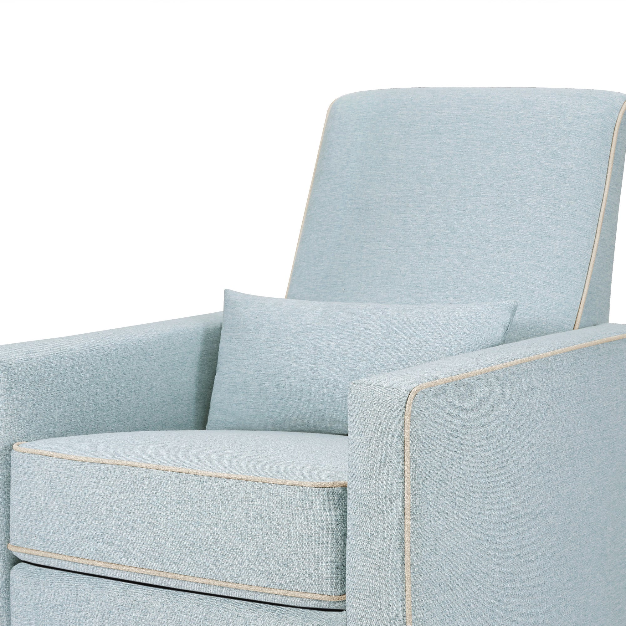 M10887HBLCM,DaVinci,Piper Recliner in Heathered Blue w/ Cream Piping