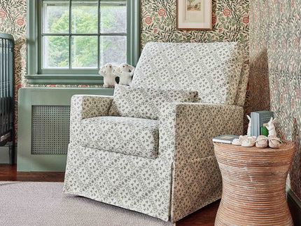 M21787GLT,Namesake,Sarah Flint x Namesake Crawford Swivel Glider in Green Lattice Performance Eco-Weave