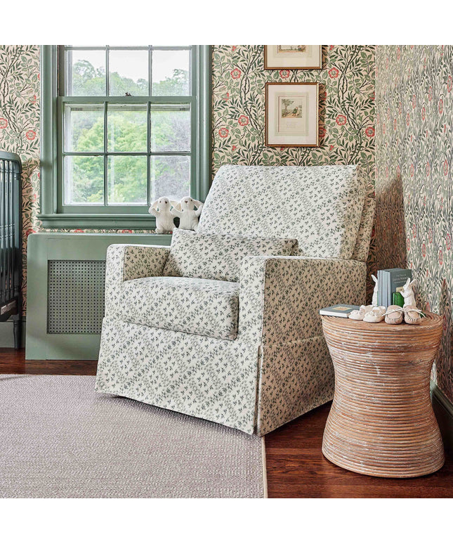 M21787GLT,Namesake,Sarah Flint x Namesake Crawford Swivel Glider in Green Lattice Performance Eco-Weave