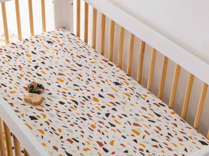 T29135,Babyletto,Terrazzo Muslin Crib Sheet in GOTS Certified Organic Cotton