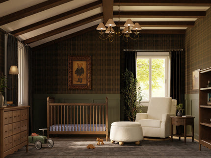 M7101NL,Namesake,Liberty 3-in-1 Convertible Spindle Crib w/Toddler Bed Conversion Kit in Natural Walnut