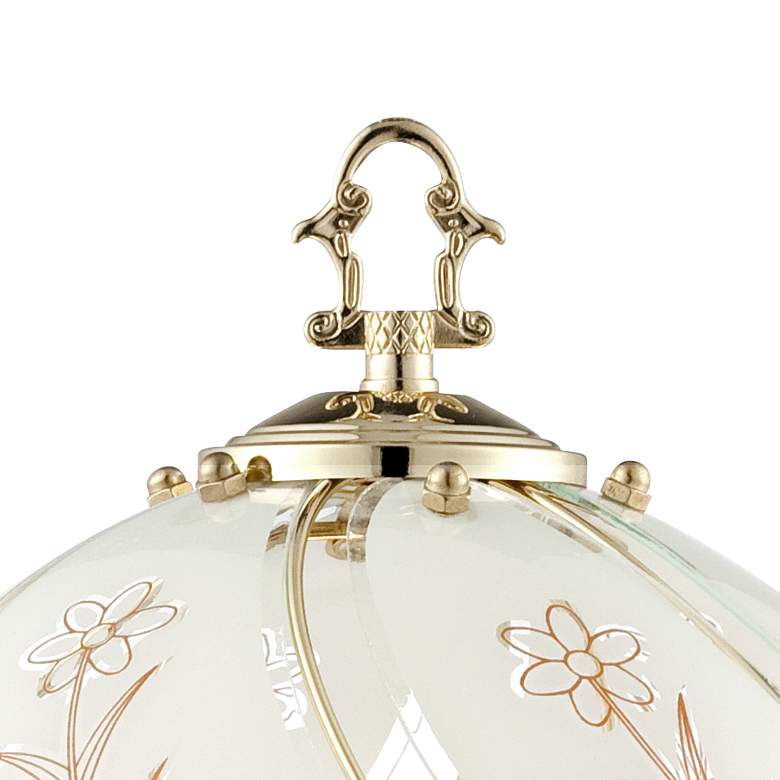 Polished Brass and Flower Glass Shade 15" High On-Off Touch Table Lamp