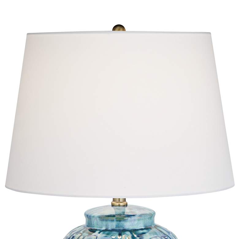 Possini Euro 27" Blue-Green Teal Temple Jar Ceramic Lamps Set of 2