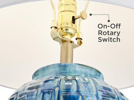 Possini Euro 27" Blue-Green Teal Temple Jar Ceramic Lamps Set of 2