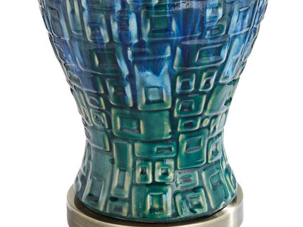 Possini Euro 27" Blue-Green Teal Temple Jar Ceramic Lamps Set of 2