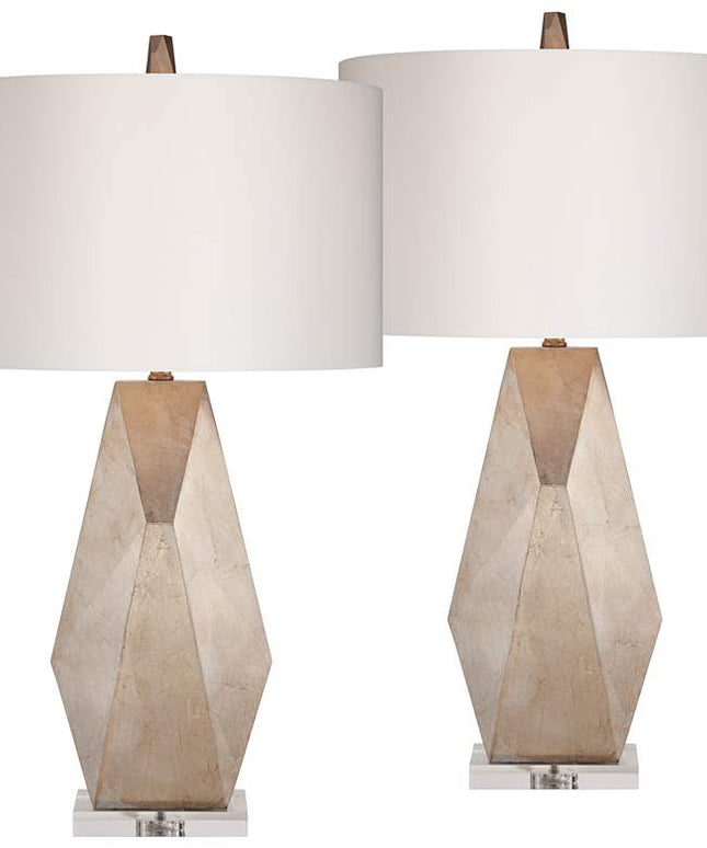 Possini Euro 32 1/2" Champagne Gold Geometric Table Lamps Set of 2