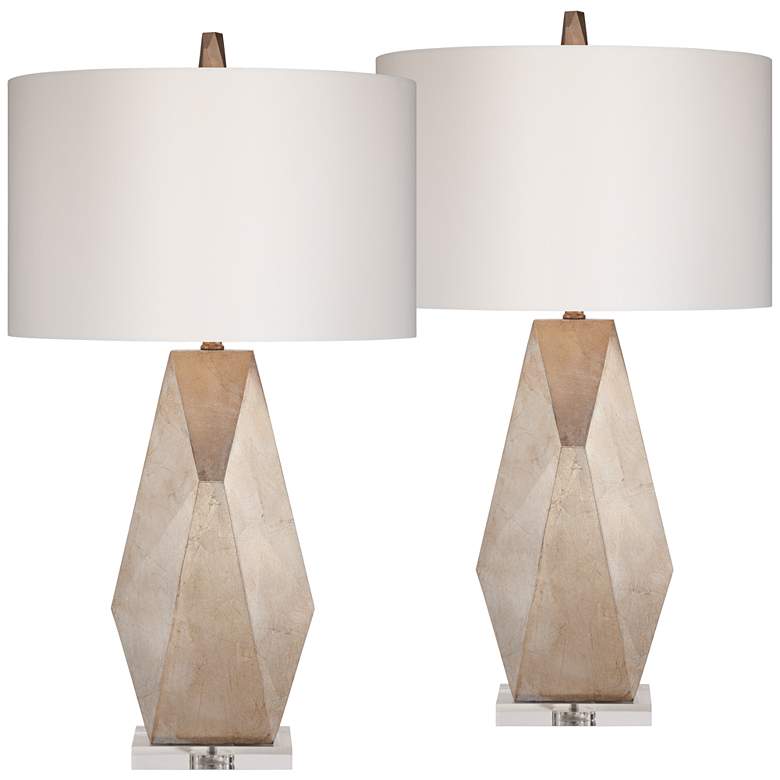 Possini Euro 32 1/2" Champagne Gold Geometric Table Lamps Set of 2
