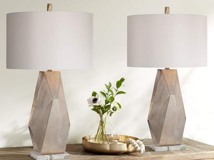 Possini Euro 32 1/2" Champagne Gold Geometric Table Lamps Set of 2