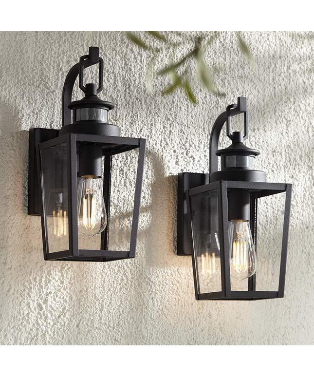 Possini Euro Ackerly 14"H Motion Sensor Outdoor Wall Light Set of 2