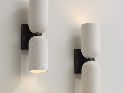 Possini Euro Amalfi 15"H Cement 2-Light LED Wall Sconce Set of 2