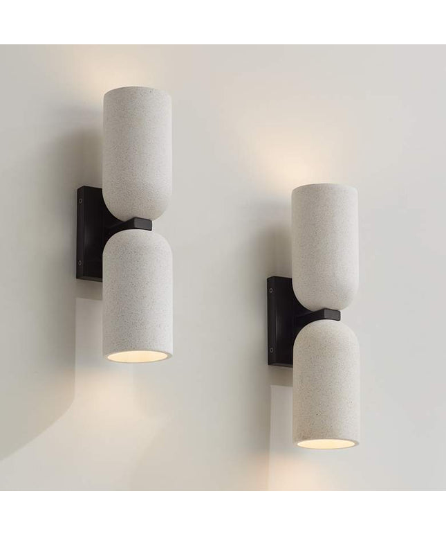 Possini Euro Amalfi 15"H Cement 2-Light LED Wall Sconce Set of 2
