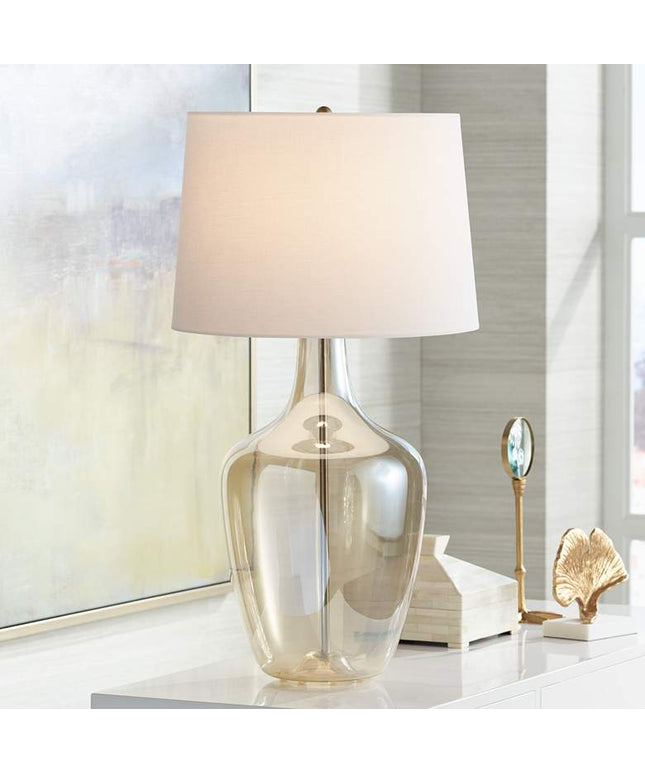 Possini Euro Ania 31" Modern Clear Champagne Glass Jar Table Lamp