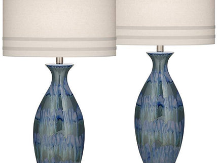 Possini Euro Annette 38" High Blue Drip Ceramic Table Lamps Set of 2