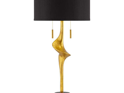 Possini Euro Athena 35 1/2" Black Shade Gold Leaf Modern Table Lamp