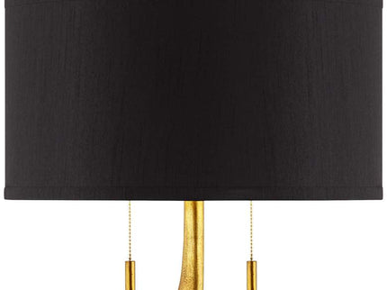 Possini Euro Athena 35 1/2" Black Shade Gold Leaf Modern Table Lamp