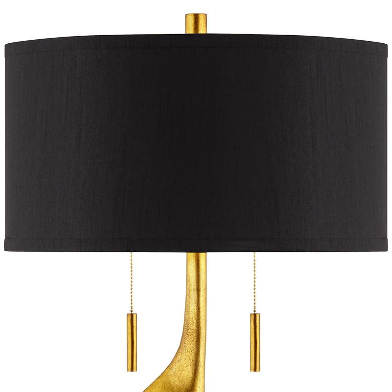 Possini Euro Athena 35 1/2" Black Shade Gold Leaf Modern Table Lamp