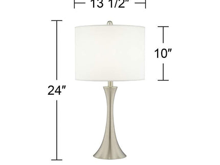 Possini Euro Blue Faux Silk Brushed Nickel Touch Table Lamps Set of 2