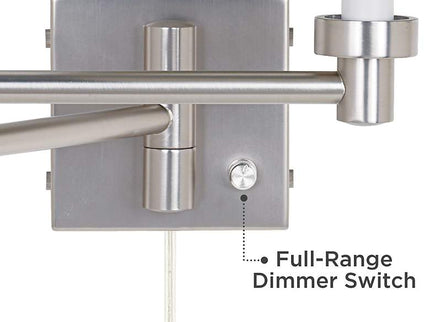 Possini Euro Brushed Nickel Cylinder Swing Arm Wall Lamps Set of 2