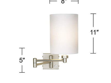 Possini Euro Brushed Nickel Cylinder Swing Arm Wall Lamps Set of 2