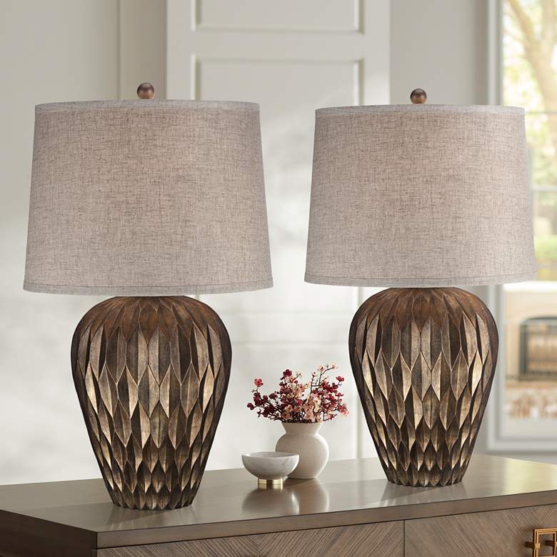Possini Euro Buckhead 28" High Bronze Modern Urn Table Lamps Set of 2