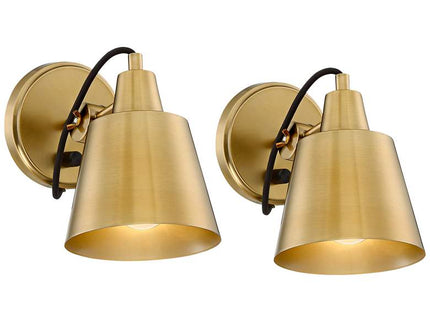 Possini Euro Capetown 8" High Warm Brass Swivel Wall Sconce Set of 2
