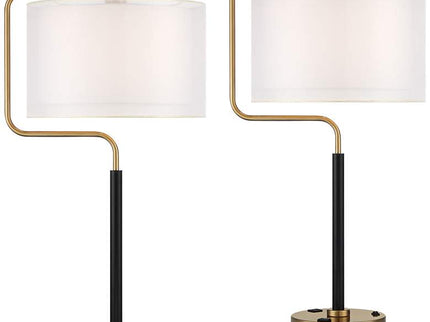 Possini Euro Carlyle USB Port and Outlet Modern Desk Lamps Set of 2