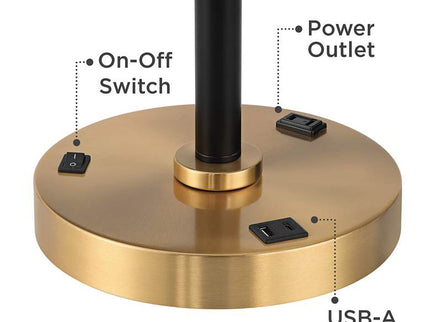 Possini Euro Carlyle USB Port and Outlet Modern Desk Lamps Set of 2