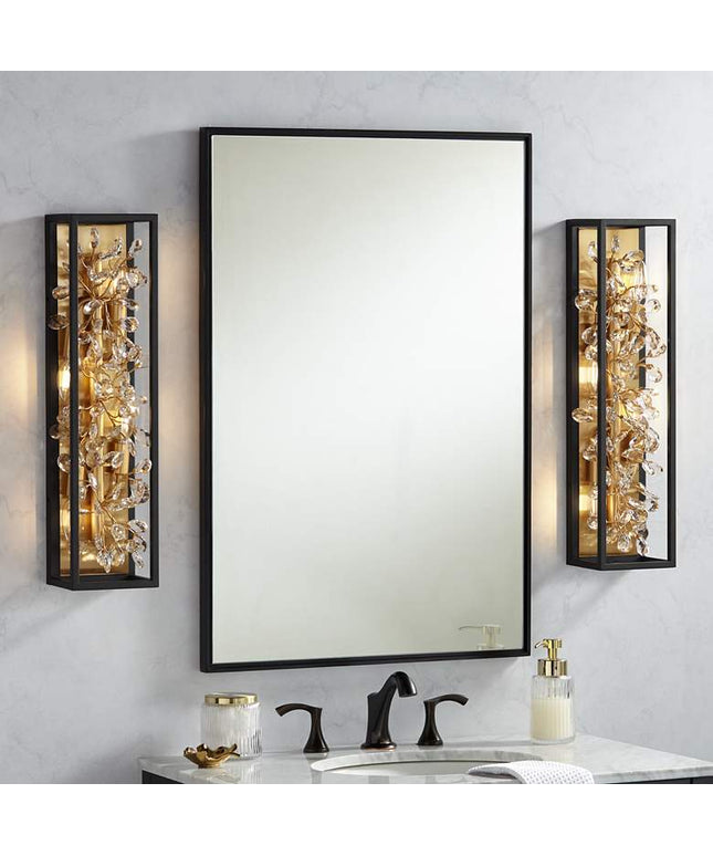 Possini Euro Carrine 24" High Black and Gold Bath Light Set of 2