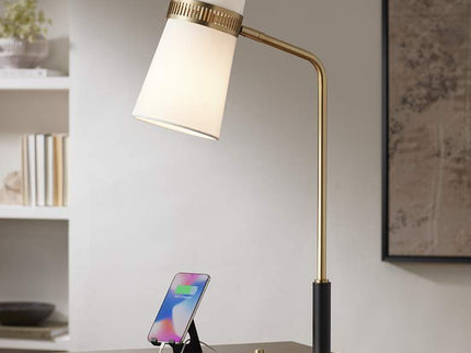 Possini Euro Cartwright 32" Antique Brass and Black USB Desk Lamp