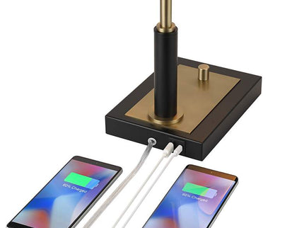 Possini Euro Cartwright 32" Antique Brass and Black USB Desk Lamp