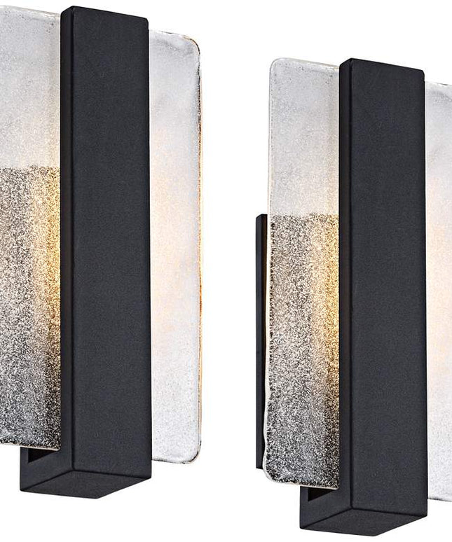 Possini Euro Cascadia 11 3/4" Black and Glass LED Sconces Set of 2