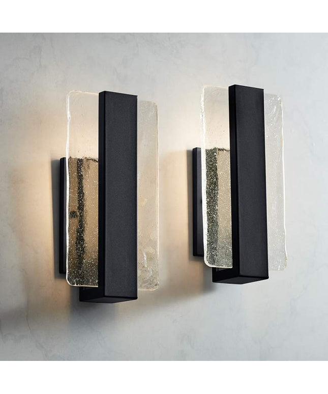 Possini Euro Cascadia 11 3/4" Black and Glass LED Sconces Set of 2