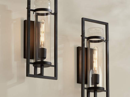 Possini Euro Castello 18"H Sand Black Wall Sconce Set of 2