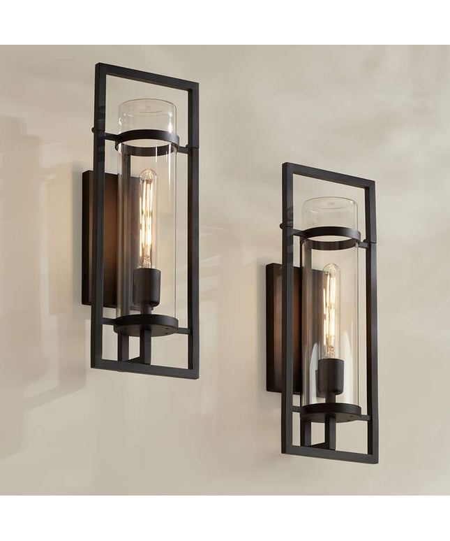 Possini Euro Castello 18"H Sand Black Wall Sconce Set of 2